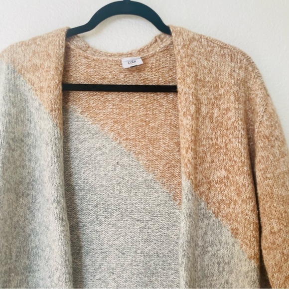 Cabi womans Colorblock Open Front Cardigan size XS snap button neutral soft - Picture 2 of 11